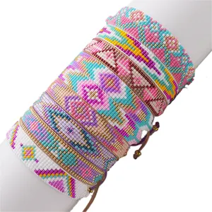 Colorful bohemia Beaded Strand Wrap Woven Braided Bracelets Women Miyuki adjustable Bracelets