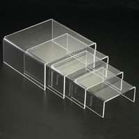 Présentoir en verre acrylique organique, pliable en U, épaisseur 3 mm, finition brillante, assemblage facile, pour chaussures et figurines
