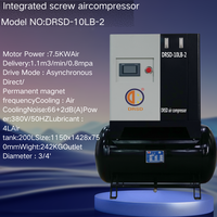 Compresseur industriel DRSD-10LB-2, pression : 8 bars, compresseur d'air à vis intégré de 7,5 kW avec sécheur frigorifique/réservoir d'air/filtre