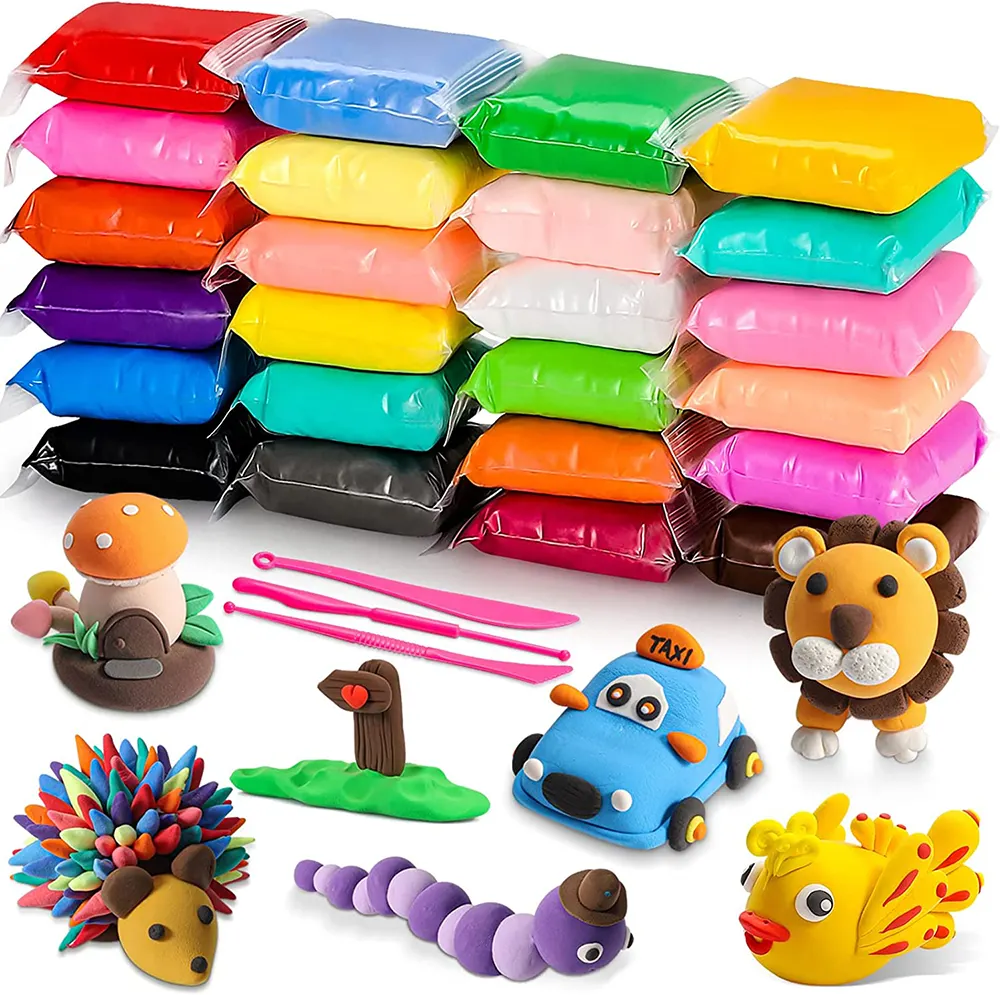 Chất Lượng Cao 24 Màu Sắc Không Khí Khô Ma Thuật Màu Bùn Đồ Chơi Chơi Bột Plasticine Không Độc Hại Mô Hình Ánh Sáng Đất Sét