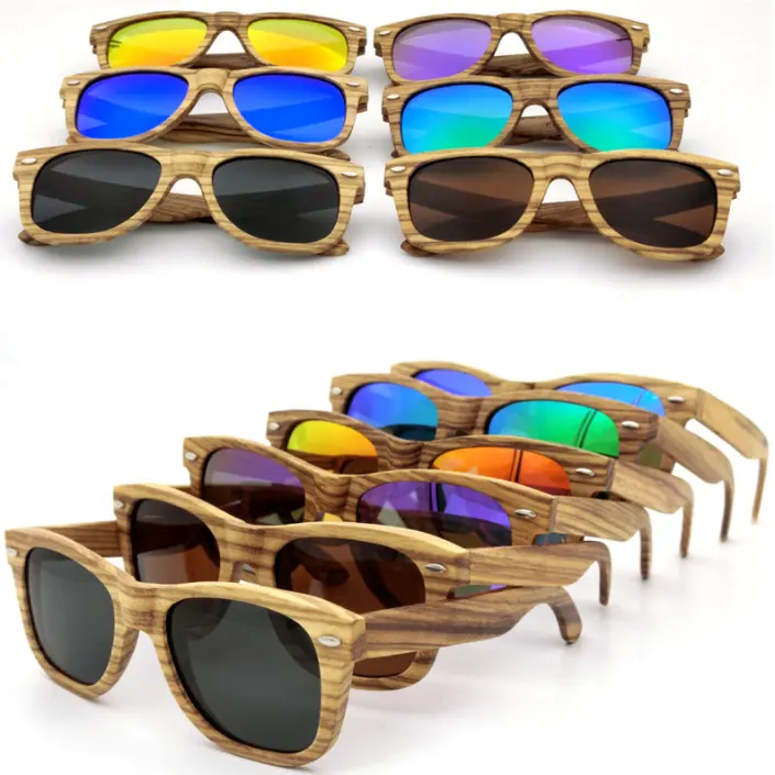 Gafas de sol polarizadas hechas a mano para hombre y mujer, lentes de madera con logotipo personalizado, estuche de bambú, cebra