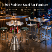 Meubles de discothèque au design moderne, tables de bar VIP de luxe en acier inoxydable rondes pour soirées KTV et cocktails