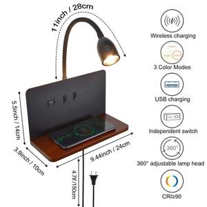 <span class=keywords><strong>Lampada</strong></span> da Parete <span class=keywords><strong>con</strong></span> Caricatore Wireless, Luce da Lettura e Porta USB per Ricarica - Product Image 4
