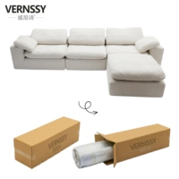 Canapé modulaire en L VERSYY, style nuage français, en tissu coton-lin, couleur crème, sans structure, décontracté et minimaliste, best-seller