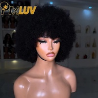 Perruques Courtes Pixie Cut Bouclées Kinky en Cheveux Humains pour Femmes Noires, Perruques Sans Colle en Cheveux Humains Naturels Vietnamiens, Perruques Bob