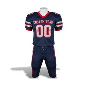 Ensemble de maillots de football américain personnalisés pour équipe, sublimés, col en V, anti-humidité, maille de marque premium, taille élastique, coupe régulière pour hommes adultes - Product Image 1