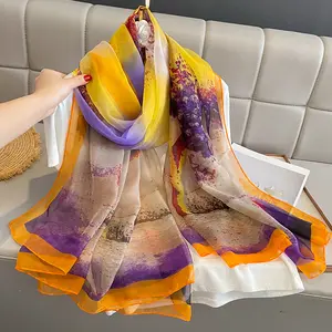 Женские шарфы из шелковой пряжи, 130 х190 см