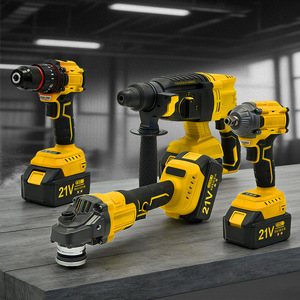 21V Wiederaufladbarer Lithium-Akku Multifunktions-Kombiset Elektrischer Hammer Handbohrer Winkelschleifer 125 Doppelfunktions-Schraubenschlüssel - Product Image 2