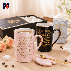 <span class=keywords><strong>Tazza</strong></span> dell'Amicizia dal Design Conico in Ceramica con Coperchio, <span class=keywords><strong>Tazza</strong></span> da Caffè per Donne, Regalo di Compleanno per Migliore Amica - Product Image 1