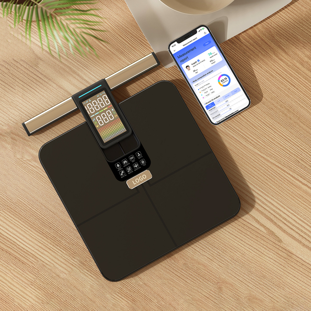 Unique Digital Body Fat Scale 8 Electrodes Glass Design WiFi Connectivity Electric Measures Weight BMI VA 220kg for Bathroom Use
