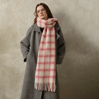 Écharpe en laine à carreaux vintage pour femme, châle d'hiver épais et confortable avec une élégante bordure à pompons