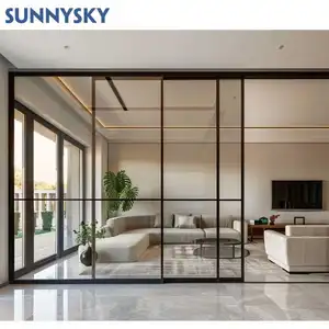 Sunnysky grey slim frame sound insulated exterior modern garden patio mutil panels sliding doors