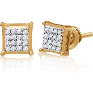 Ornaatis Diamond <b>Stud</b> <b>Earrings</b> 0.10 Cttw Round Cut Square Shape G H Color I Clarity Sterling <b>Silver</b> Women's Everyday Wear - Product Image 1
