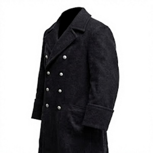 Men's Double Breasted Long Trench Coat <b>Woolen</b> Outerwear With Collar Button Closure Business Casual - Product Image 3