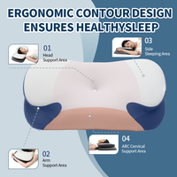 Oreiller de sommeil latéral orthopédique ergonomique oreiller de sommeil pour l'estomac cervical mousse à mémoire de forme et taie d'oreiller amovible