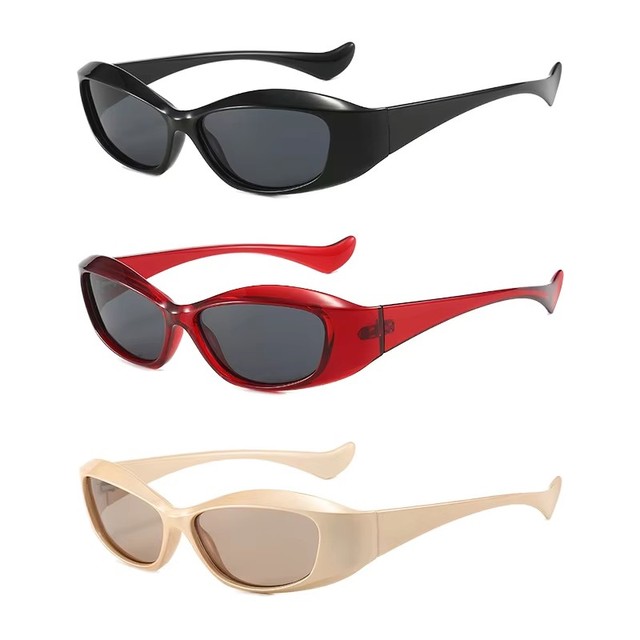 New Y2K Futuristic Trendy Sports Sunglasses Fashion Street Style Small Frame Concave Shape Sunglasses