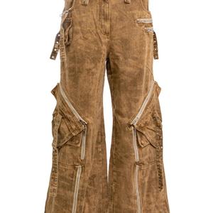 Custom Heavyweight Zipper Design Washed Multi Pockets Men <b>Cargo</b> Denim Jeans - Product Image 3