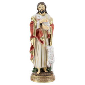 Estatua <span class=keywords><strong>de</strong></span> <span class=keywords><strong>Jesús</strong></span> el Buen Pastor con Ovejas en Poliresina - Product Image 1