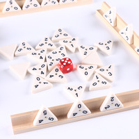 Dominos triangulaires mexicains, tuiles numérotées colorées en plastique durable avec supports et dés, jeu de société familial