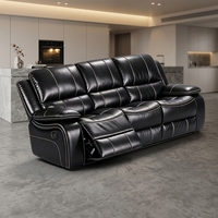 Ensemble de fauteuils inclinables Frank Exclusive en cuir respirant noir, pour un salon confortable