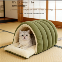 Nouveau lit pour chat automne-hiver : Maison pour chat fermée, amovible et lavable, pour la sécurité et la chaleur hivernale, nid de sommeil pour animaux de compagnie.