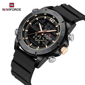 NAVIFORCE 9253 Fashion Double Display Quartz Watch Brown Lather Men Watch Wristwatches Luminous Calendar Week <b>Clock</b> Waterproof - Product Image 3