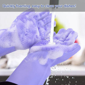 100% silicona de grado de alimentos de goma resistente al calor cepillo guantes de <span class=keywords><strong>horno</strong></span> de la cocina guantes de limpieza - Product Image 1