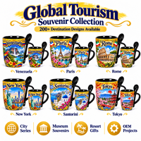 Ensemble de tasses à café en céramique souvenir du Venezuela, imprimé paysage tropical, en porcelaine, coffret cadeau pour boutique de souvenirs et détaillants
