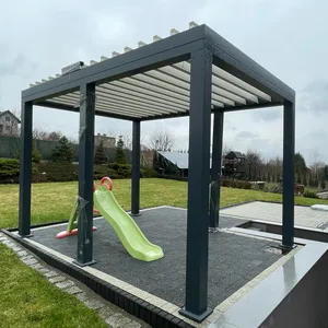 Toldo motorizado para jardín al aire libre Pérgola Techo con persianas Sunroom Gazebos Louvre de aluminio impermeable