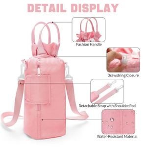 Bolsa Térmica Portátil de Cuero para Botellas, con Aislamiento, Plegable, con Múltiples Bolsillos, para Tazas, en Oferta - Product Image 2