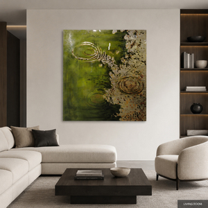 Green Gold Resin Abstract Art Painting Handcrafted Decorative Resin Wall Art <b>for</b> Hotel Lobby Home Office Interior Decoration - Product Image 1
