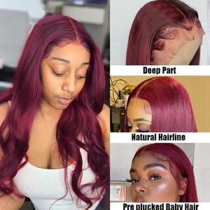 <b>Cheap</b> Curly Wave Raw Brazilian 100% Virgin <b>Human</b> <b>Hair</b> 99J Red Colored Hd Full Lace Front <b>Wig</b> <b>Human</b> <b>Hair</b> for Black Women - Product Image 6