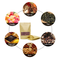 Sacs Doypack en papier kraft brun debout, refermables, avec fermeture éclair, thermoscellables, pour l'emballage alimentaire, avec fenêtre et fermeture éclair
