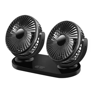 Mini ventilateur de tableau de bord de voiture portable à double lame, réglage à 360 degrés, ventilateur de refroidissement USB multifonction avec base - Product Image 1