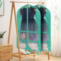 Housses à vêtements transparentes de 40 pouces pour costumes de danse, 4 poches zippées, sacs de rangement suspendus pour vêtements de danse pour placard