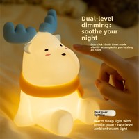 Petite lampe de chevet LED en silicone en forme d'elk avec capteur de mouvement, lampe de table LED intégrée avec batterie, Saint-Valentin, anniversaire