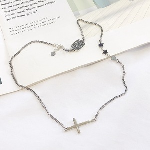 สร้อยคอเงินแท้ S925 ลายกากบาทและดาว สำหรับผู้หญิง สวมใส่ได้ทุกวัน สร้อยคอแฟชั่น - Product Image 2