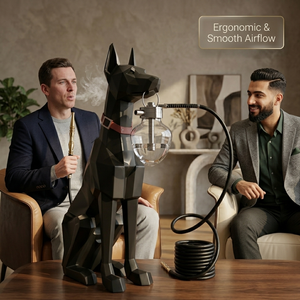 Chicha géante sur pied en polyrésine nordique de qualité supérieure, motif Doberman, forme géométrique d'animal, finition noir mat, statue décorative - Product Image 3