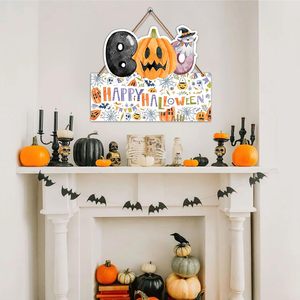 Décoration murale suspendue Halloween : Panneau « Boo Happy Halloween », citrouille et fantôme pour fête - Product Image 3