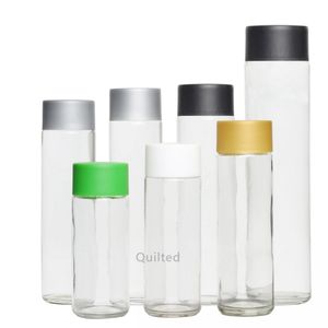 Bouteille vide <span class=keywords><strong>Voss</strong></span> 250ml 300ml 350ml 375ml 400ml 500ml 750ml 800ml, bouteille d'<span class=keywords><strong>eau</strong></span> en verre ronde à large ouverture avec bouchon à vis gris noir - Product Image 1