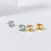 Boucles d'oreilles clous trèfle à quatre feuilles en argent sterling 925 découpées au laser pour femme, à porter au quotidien, empilables, bijoux de piercing, cadeau de fête