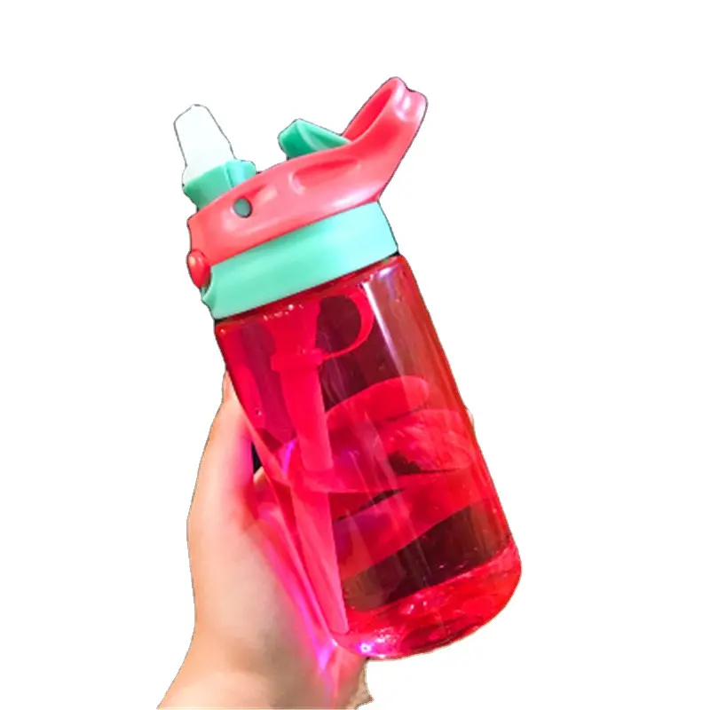 Botol Minum 450/480Ml untuk Anak-anak, Botol Minum Plastik Sedotan dengan Gratis BPA, Botol Olahraga Siswa Sekolah