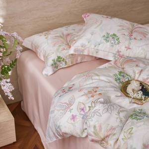 Parure de lit quatre pièces en Tencel, coton et lin, imprimé floral frais, teinture réactive, style drap, pour toutes les saisons - Product Image 3