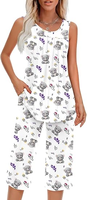 Ensemble de pyjama pour femmes, vêtements de maison, pyjama doux, ensemble deux pièces, pyjama d'été sans manches, combinaison-pantalon avec poches