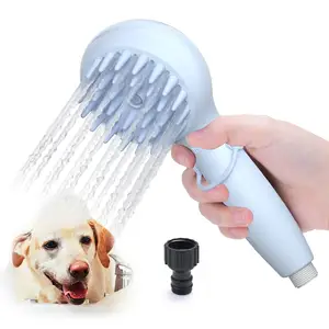 Cepillo de masaje 3 en 1 para baño de mascotas, con champú, de goma suave, productos de limpieza para mascotas