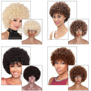 Hot Sell Afrikaanse Dame Kort Haar Met Krullend Pruiken Shaggy Gemengde Kleuren <span class=keywords><strong>Bob</strong></span> Synthetisch Haar Pruik Hoofddeksels - Product Image 5