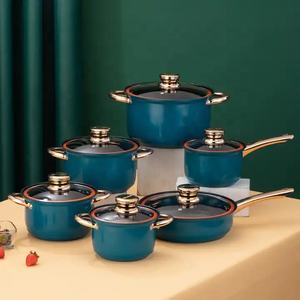 Granit TENCERE SETİ paslanmaz çelik safir tava seti mutfak indüksiyon alt yapışmaz Pot setleri tencere cam kapaklı - Product Image 2