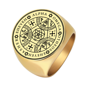 Amuleto Mágico Enochiano R033, Ángel Alfa Otheos AGLA, Talismán Tetragramatón, Estrella de David Triangular, Acero Inoxidable, Corte Ovalado, Regalo - Product Image 1