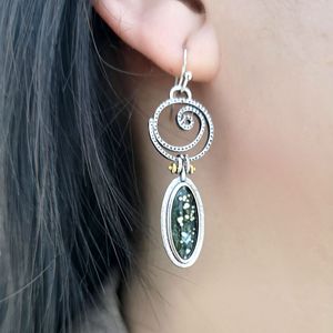 Orecchini a Cerchio a Spirale Vintage con Gemme, Lunghi Pendenti, Gioielli alla Moda da Donna - Product Image 2