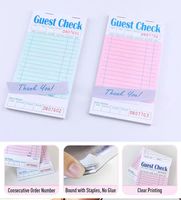 Invité Check Pads Papier Rose Serveuse Bloc-Notes Serveur Serveur Commande Pads pour Restaurant Ticket Book Papier autocopiant et Papier Offset